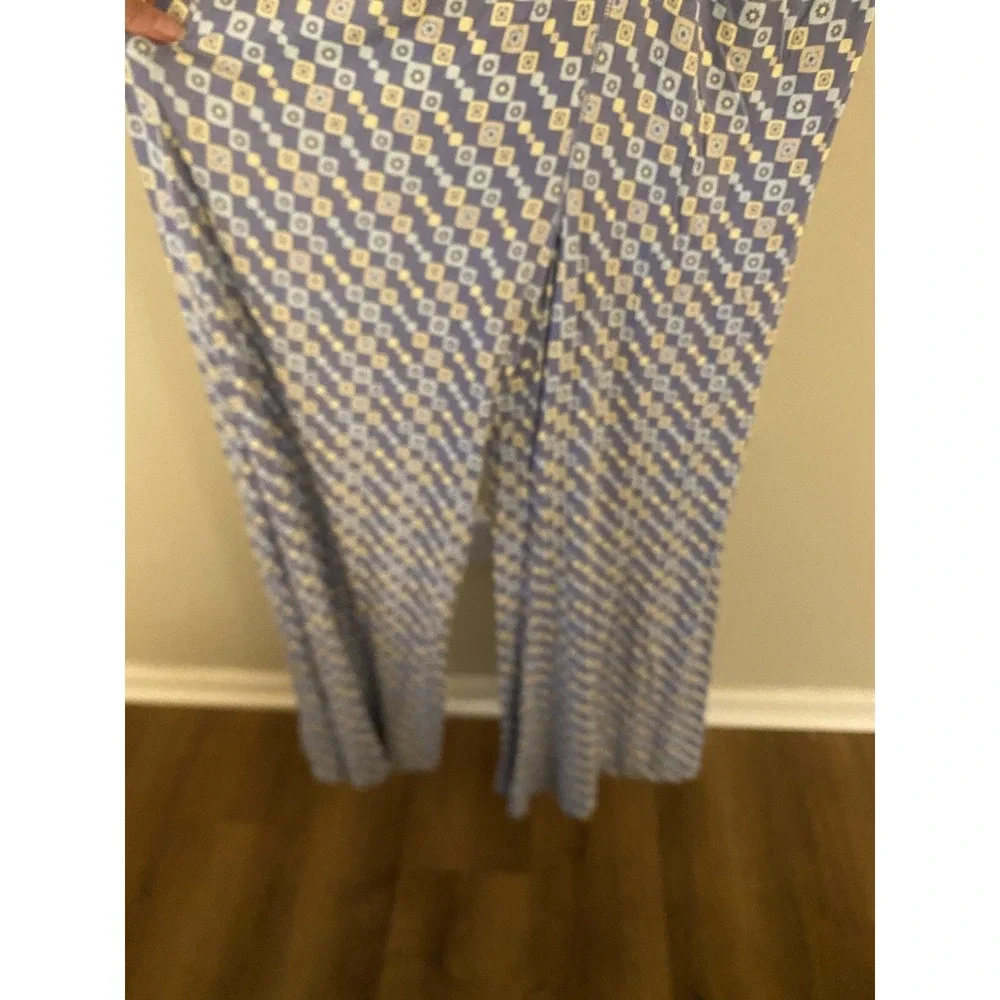 Free People Shayla‎ Blue & Yellow Wide Leg Jumpsuit S